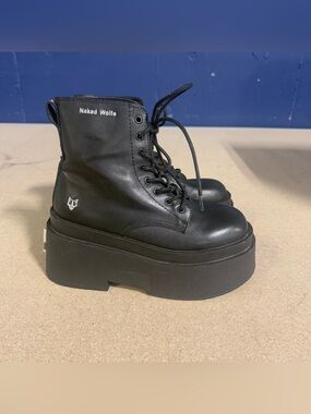 Naked Wolfe Saturn Black platform Boots Size 7 ladies women’s CHUNKY